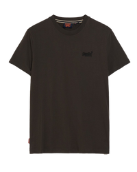 The Superdry Mens Essential Logo Embroidered T-Shirt in Vintage Black