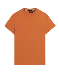 The Superdry Mens Essential Logo Embroidered T-Shirt in Mojave Orange