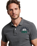 The Superdry Mens Superstate Polo Shirt in Rich Charcoal Marl