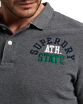 The Superdry Mens Superstate Polo Shirt in Rich Charcoal Marl