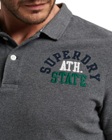 The Superdry Mens Superstate Polo Shirt in Rich Charcoal Marl