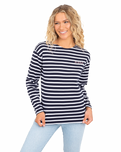 The Born by the Sea Womens Bretton T-Shirt in Navy & White