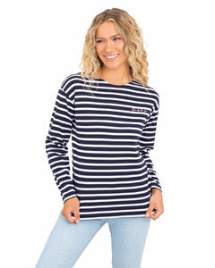 The Born by the Sea Womens Bretton T-Shirt in Navy & White