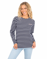 The Born by the Sea Womens Bretton T-Shirt in Navy & White