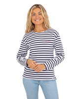 The Born by the Sea Womens Bretton T-Shirt in White & Navy