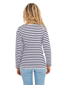 The Born by the Sea Womens Bretton T-Shirt in White & Navy