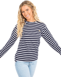 The Born by the Sea Womens Sun Breton T-Shirt in Navy & White