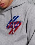 The Superdry Mens Sportstyle Graphic Hoodie in Grey Slub Grindle