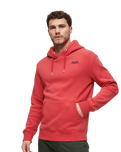 The Superdry Mens Essential Logo Hoodie in Cranberry Crush Red