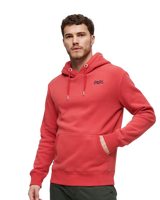 The Superdry Mens Essential Logo Hoodie in Cranberry Crush Red