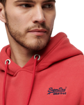 The Superdry Mens Essential Logo Hoodie in Cranberry Crush Red