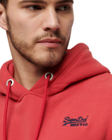 The Superdry Mens Essential Logo Hoodie in Cranberry Crush Red