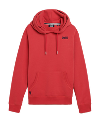 The Superdry Mens Essential Logo Hoodie in Cranberry Crush Red