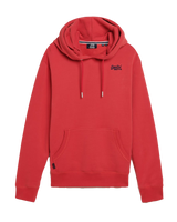 The Superdry Mens Essential Logo Hoodie in Cranberry Crush Red