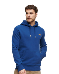 The Superdry Mens Essential Logo Hoodie in Pilot Mid Blue