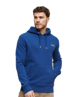 The Superdry Mens Essential Logo Hoodie in Pilot Mid Blue