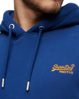 The Superdry Mens Essential Logo Hoodie in Pilot Mid Blue