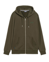 The Superdry Mens Essential Logo Zip Hoodie in Army Khaki