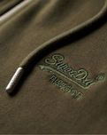 The Superdry Mens Essential Logo Zip Hoodie in Army Khaki