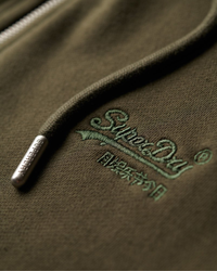 The Superdry Mens Essential Logo Zip Hoodie in Army Khaki