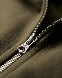 The Superdry Mens Essential Logo Zip Hoodie in Army Khaki