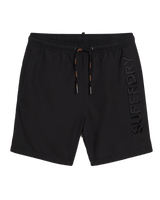 The Superdry Mens Premium Embroidered Swimshorts in Black