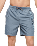 The Superdry Mens Premium Embroidered Swimshorts in Stormy Weather Grey