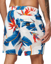 The Superdry Mens Recycled Hawaiian Print Swimshorts in Optic Paradise