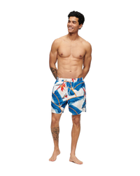 The Superdry Mens Recycled Hawaiian Print Swimshorts in Optic Paradise