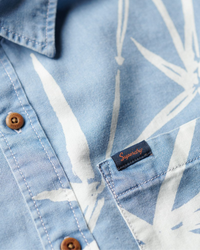 The Superdry Mens Vintage Loom Shirt in Heavy Wash Bamboo