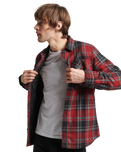 The Superdry Mens The Merchant Store Quilted Overshirt in Merchant Check Red