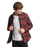 The Superdry Mens The Merchant Store Quilted Overshirt in Merchant Check Red