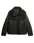 The Superdry Mens Sherpa Quilted Hybrid Jacket in Dark Grey Green