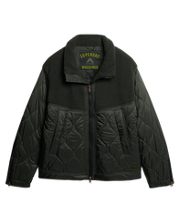 The Superdry Mens Sherpa Quilted Hybrid Jacket in Dark Grey Green