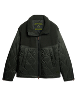 The Superdry Mens Sherpa Quilted Hybrid Jacket in Dark Grey Green