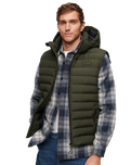 The Superdry Mens Fuji Padded Gilet in Dark Moss Green