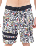 The Hurley Mens Phantom Eco 25th Block Party Boardshorts in Barely Bone