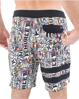 The Hurley Mens Phantom Eco 25th Block Party Boardshorts in Barely Bone