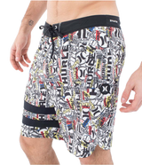 The Hurley Mens Phantom Eco 25th Block Party Boardshorts in Barely Bone