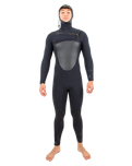 Drylock 5/4mm Hooded Chest Zip Wetsuit in Black