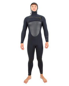 Drylock 5/4mm Hooded Chest Zip Wetsuit in Black