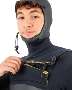 Drylock 5/4mm Hooded Chest Zip Wetsuit in Black