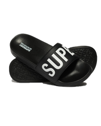 The Superdry Mens Vegan Core Pool Sliders in Black & Optic