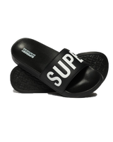 The Superdry Mens Vegan Core Pool Sliders in Black & Optic