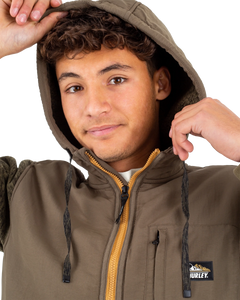 The Hurley Mens Huron Zip Hoodie in Olive