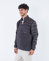 The Hurley Mens Burrito Sherpa Track 1/4 Zip Fleece Jacket in Black