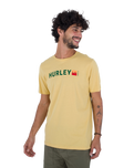 The Hurley Mens Everyday Wave Box T-Shirt in Dusty Cheddar