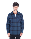 The Hurley Mens Portland Sherpa Lined Flannel Shirt in Armored Navy 2