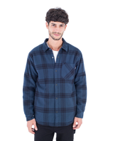 The Hurley Mens Portland Sherpa Lined Flannel Shirt in Armored Navy 2