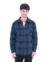 The Hurley Mens Portland Sherpa Lined Flannel Shirt in Armored Navy 2